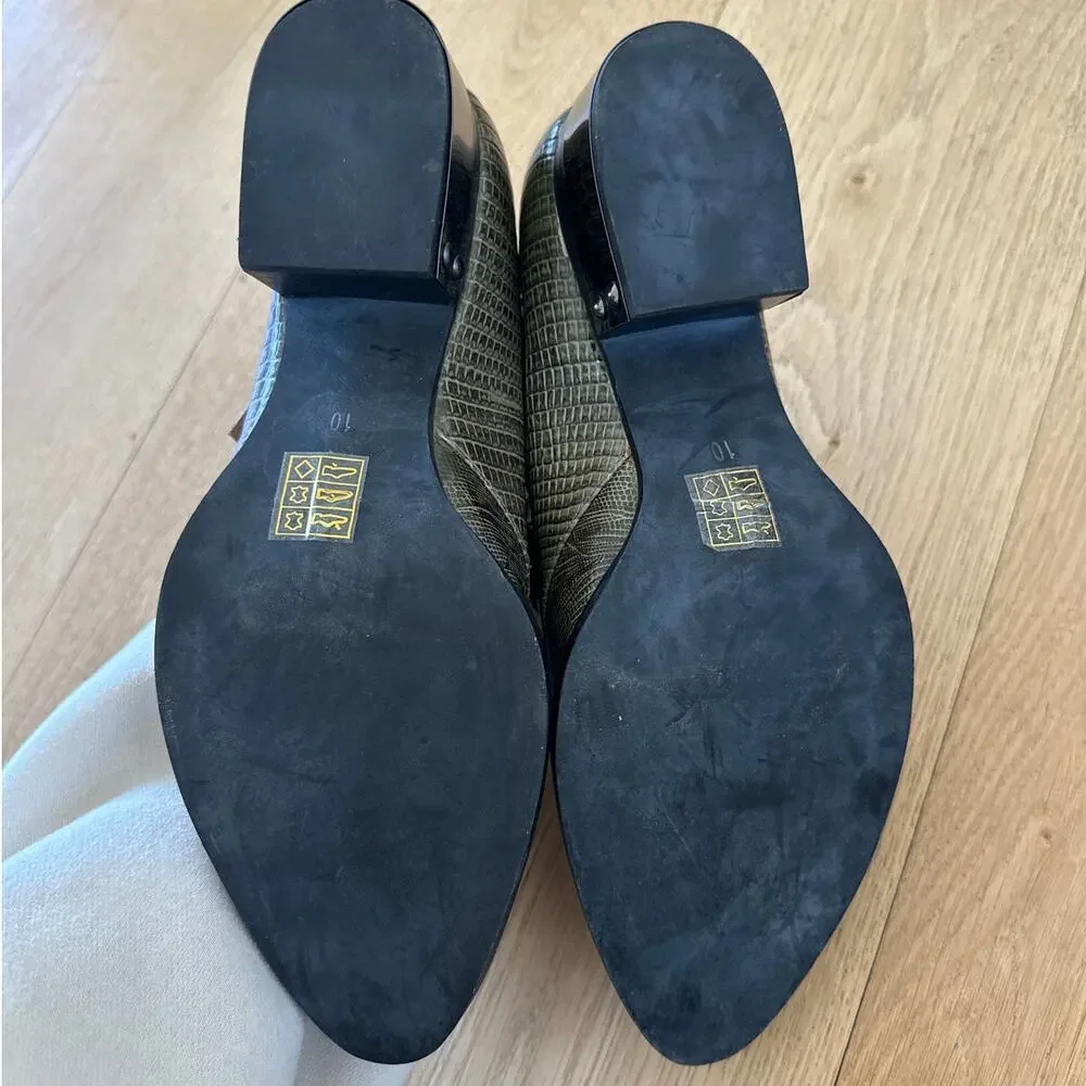 Jeffrey Campbell - Ibiza Snakeskin Print Western Style Leather Shoes in Green - Picture 7 of 7